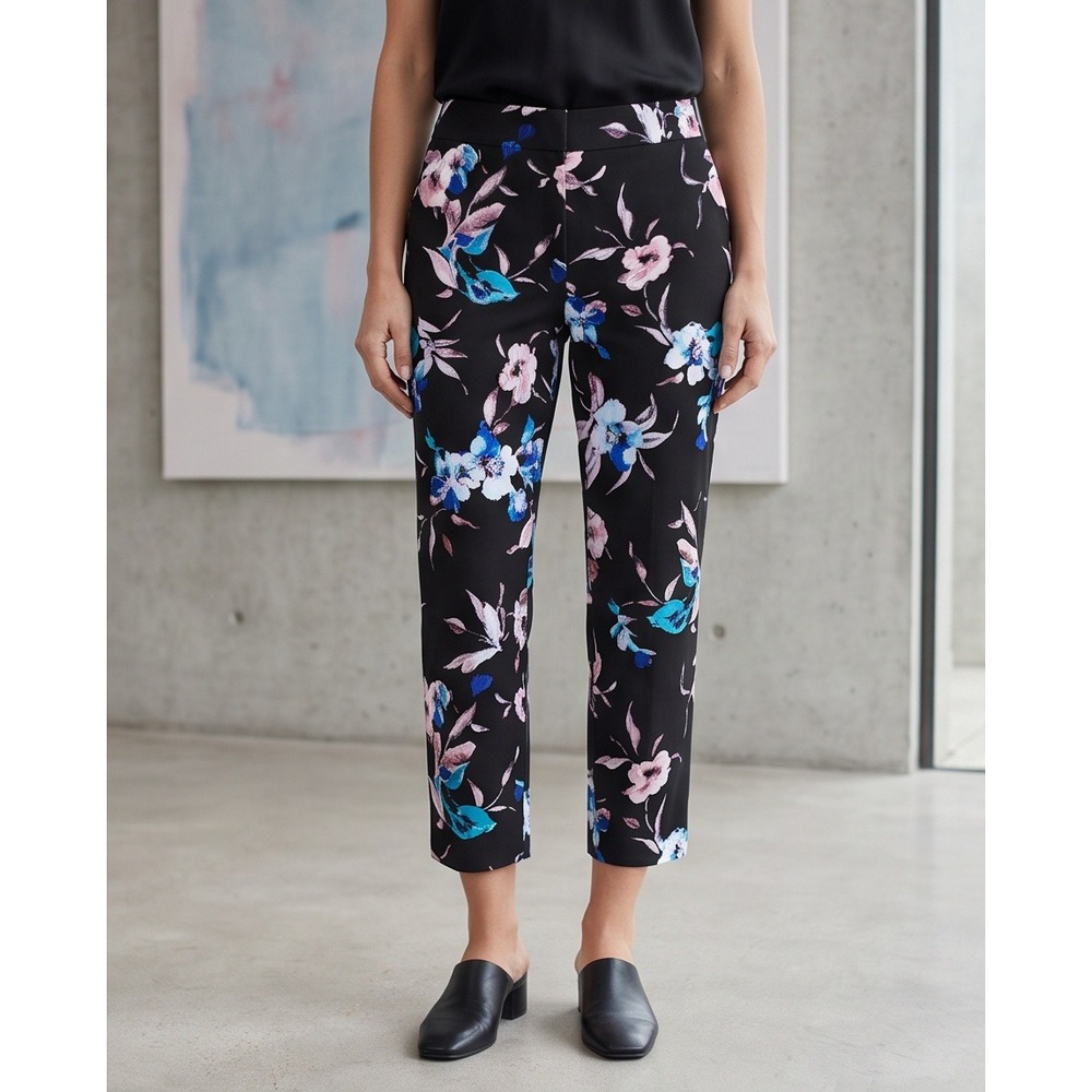 Lane Bryant 20R The Allie Skinny Ankle Floral Pants Black Pink Plus Size NWT